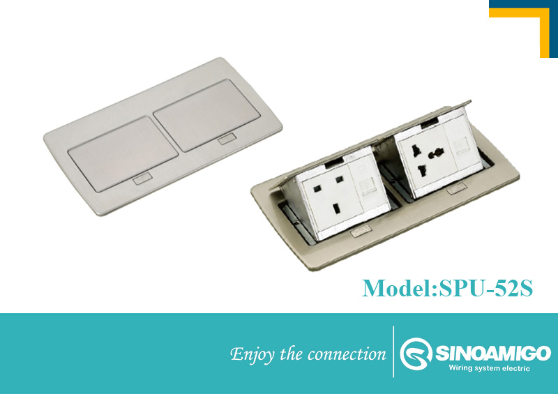 Ổ Điện âm sàn đôi SINO AMIGO SPU-52S/s màu bạc, 